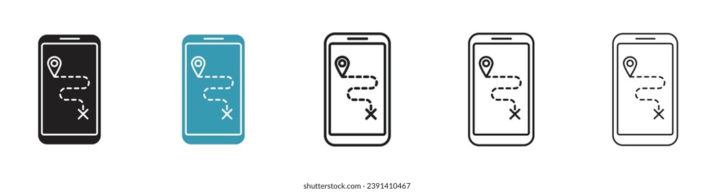 Positionsverfolgung, Vektorsymbol-Set. GPS-Navigations-Fokus Vektorsymbol für UI-Designs in schwarz-weißer Farbe.