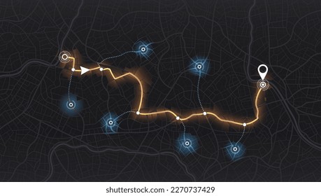 Location tracks dashboard. City street road. Isometric street roads and location, vector background. Huge city top view. Location tracks dashboard.