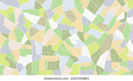 Location tracks dashboard. Town roadmap. City streets and blocks, route distance data, path turns and destination tag or mark. Huge city top view.