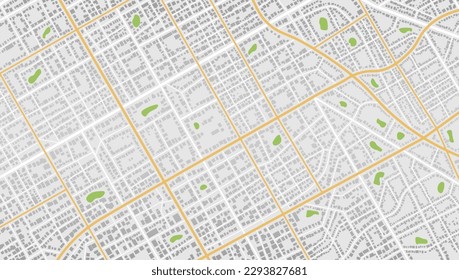 Location tracks dashboard. Town roadmap. City streets and blocks, route distance data, path turns and destination tag or mark. Huge city top view.