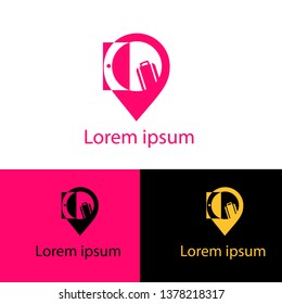 location travel bag logo vector