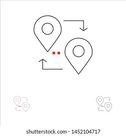 Location , Travel Bold and thin black line icon set