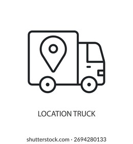 Iconos de vector de línea delgada de camión de Locación.
