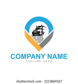 Vector de logotipo de logística de camiones de localización