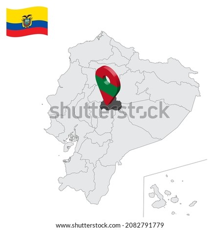 Location Tungurahua Province on map Ecuador. 3d location sign similar to the flag of Tungurahua. Quality map  with  provinces Republic of Ecuador for your design. EPS10