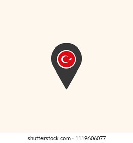 Location Turkey flag silhouette vector illustration
