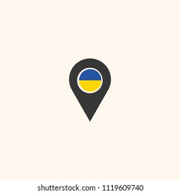 Location Ukraine flag silhouette vector illustration