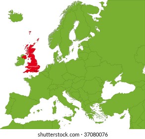 Location of the United Kingdom on the Europa continent