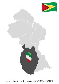 Location  Upper Takutu-Upper Essequibo Region on map Guyana. 3d location sign similar to the flag of Upper Takutu-Upper Essequibo Region. Quality map  with  Regions of the Guyana . EPS10