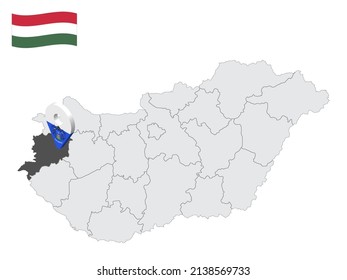 Location Vas County on map Hungary. 3d location sign similar to the flag of  Vas. Quality map  with  Regions of the Hungary for your design. EPS10