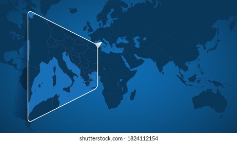 Location of Vatican City on the World Map with Enlarged Map of Vatican City with Flag. Geographical Vector Template for your design.