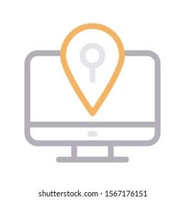 location vector  colour  line icon 