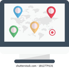 location vector flat color icon 