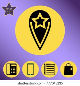 Location vector icon with big star .Flat design style.