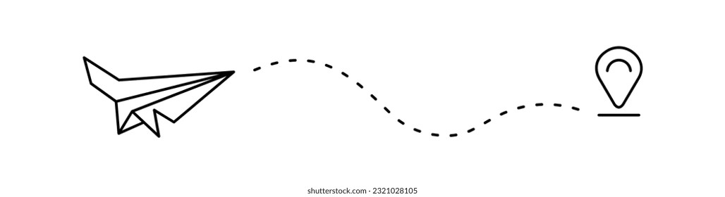 Location vector icon Destination delivery road home.Paper plane icon destination delivery location