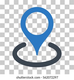 Location vector icon. Illustration style is flat iconic bicolor smooth blue symbol on a transparent background.