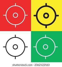 Location Vector Icon, Outline style icon, from Adventure icons collection, isolated on Red, Yellow, White and Green Background.
