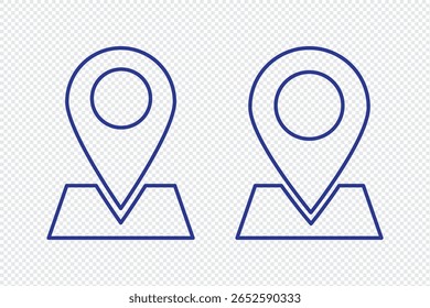 Location vector icon. Pin on the map. Isolated minimal flat icon. One of a set of linear web icons. Line vector icon for websites and mobile minimalistic flat design. GPS Icon Vector Editable stock.