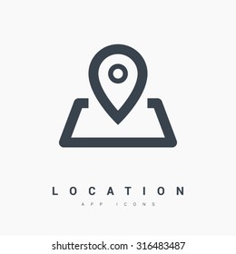 location vector icon. Pin on the map. Isolated minimal single flat icon in black and white colors.
One of a set of linear web icons.
Line vector icon for websites and mobile minimalistic flat design.
