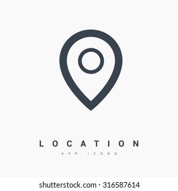 Location vector icon. Pin on the map. Isolated minimal single flat icon in black and white colors. One of a set of linear web icons. Line vector icon for websites and mobile minimalistic flat design.