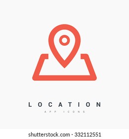 location vector icon. Pin on the map. Isolated minimal single flat icon. One of a set of linear web icons. Line vector icon for websites and mobile minimalistic flat design.