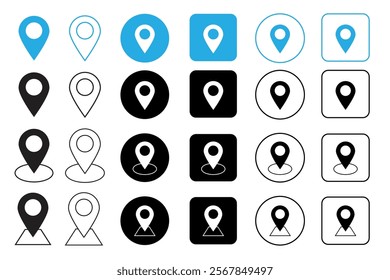 location vector icon, set of icons Location Pin, Map Pin, Place, Location, Address, location icon. Vector map pin, red pin on white background.