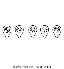 Location vector icon set. Pin icon. Map pin illustration sign collection. point symbol. Position log