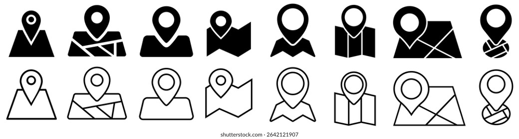 Location vector icon set. Pin icon. Map pin illustration sign collection. point symbol. Position log