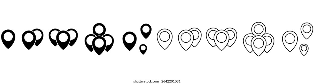 Location vector icon set. Pin icon. Map pin illustration sign collection. point symbol. Position logo.