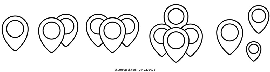 Location vector icon set. Pin icon. Map pin illustration sign collection. point symbol. Position logo.