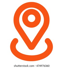 Location vector icon. Style is contour flat icon symbol, orange color, white background.