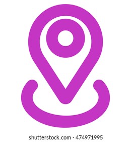 Location vector icon. Style is linear flat icon symbol, violet color, white background.