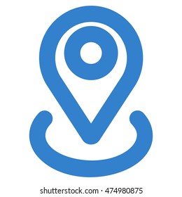 Location vector icon. Style is outline flat icon symbol, cobalt color, white background.