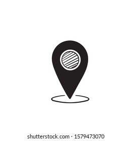 Location vector icon,map pin,pin marker with hand drawn doodle style isolated on white