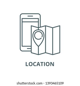 Location vector line icon, linear concept, outline sign, symbol
