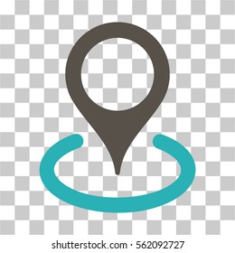 Location vector pictogram. Illustration style is flat iconic bicolor grey and cyan symbol on a transparent background.