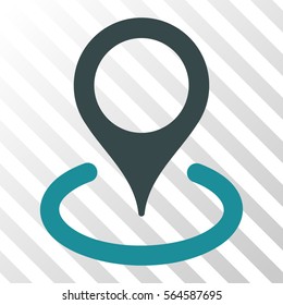 Location vector pictogram. Illustration style is flat iconic bicolor soft blue symbol on a hatched transparent background.