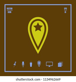 Location vector with ribbons and star icon. Illustration on a Flat design style. EPS 10