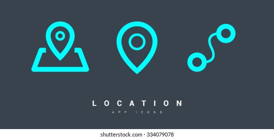 location vector set of icons. Pin on the map. Isolated minimal single flat icons. Line vector icon for websites and mobile minimalistic flat design.