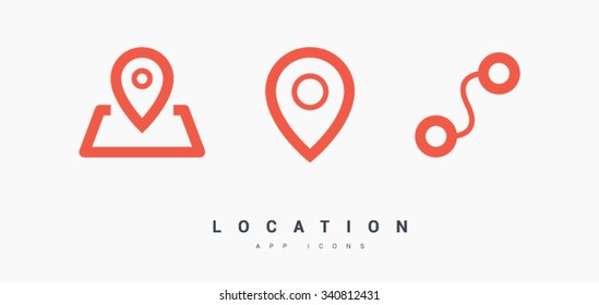 location vector set of icons. Pin on the map. Isolated minimal single flat icons. Line vector icon for websites and mobile minimalistic flat design.