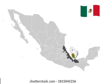 Location of  Veracruz on map Mexico. 3d location sign of  Veracruz. Quality map with  provinces of  Mexico for your design. EPS10.