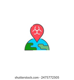 location of the virus, Simple Vector Color Line Icons, Illustration.