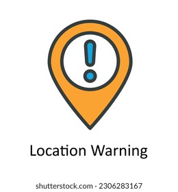 Location Warning vector    Fill outline Icon Design illustration. Location and Map Symbol on White background EPS 10 File