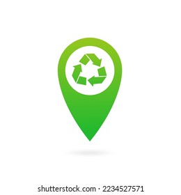 Location of waste recycling on a white background. Vector illustration