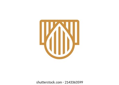 Location and Water Droplets Symbol Monoline Logo
