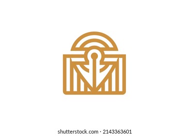 Location and Water Droplets Symbol Monoline Logo