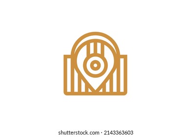 Location and Water Droplets Symbol Monoline Logo