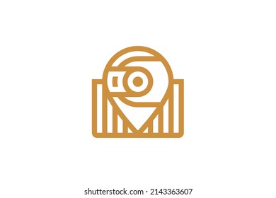 Location and Water Droplets Symbol Monoline Logo