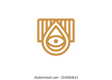 Location and Water Droplets Symbol Monoline Logo