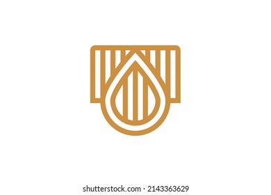 Location and Water Droplets Symbol Monoline Logo